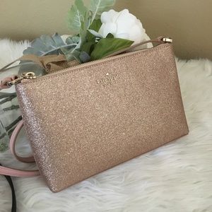 Kate spade joeley rosegold glitter crossbody bag